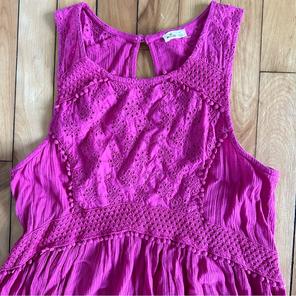 Hollister Pink Embroidered Tank Top